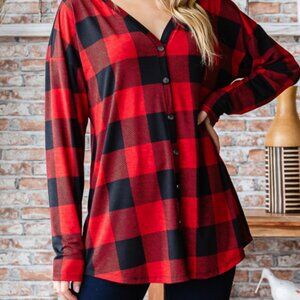 Red Plaid top button down